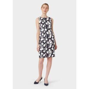 Hobbs London Moira Shift Dress Midnight Navy Blue Cream 8